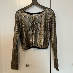 Lucy Paris Gold Metallic Knit Sweater